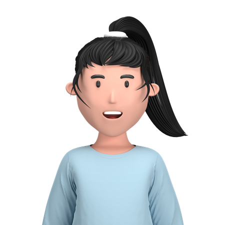 Girl with hair tied  3D Icon