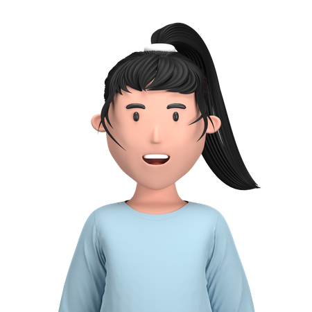 Girl with hair tied  3D Icon
