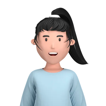 Girl with hair tied  3D Icon