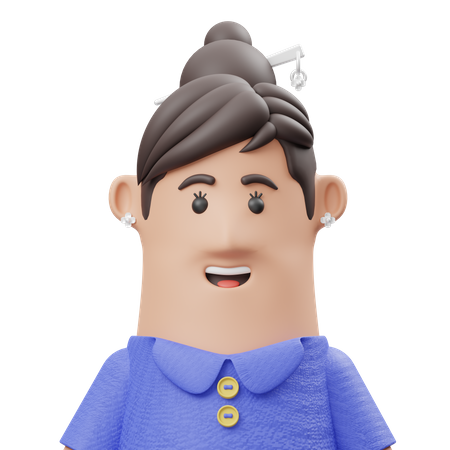 Girl With Hairpin  3D Icon