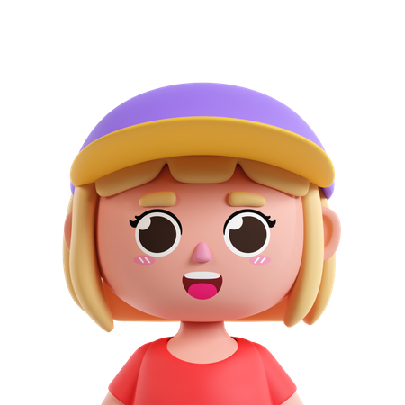 Girl With Hat  3D Icon