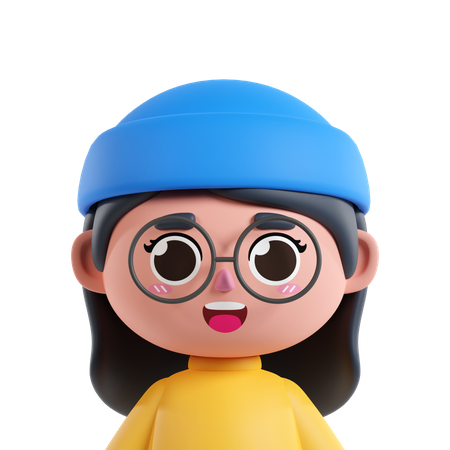 Girl With Hat  3D Icon