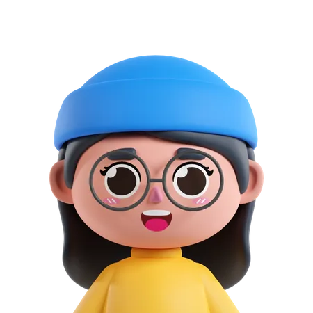 Girl With Hat  3D Icon