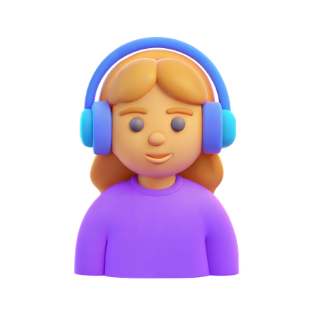 Girl with Hedphones  3D Icon