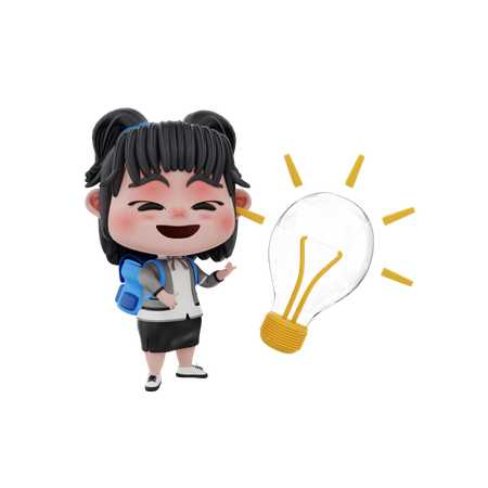 Girl with idea  3D Icon
