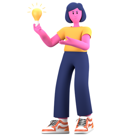 Girl with idea  3D Illustration