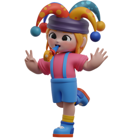 Girl With Jester Hat  3D Icon