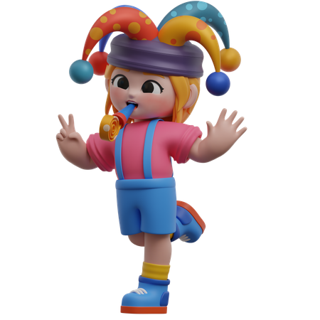 Girl With Jester Hat  3D Illustration