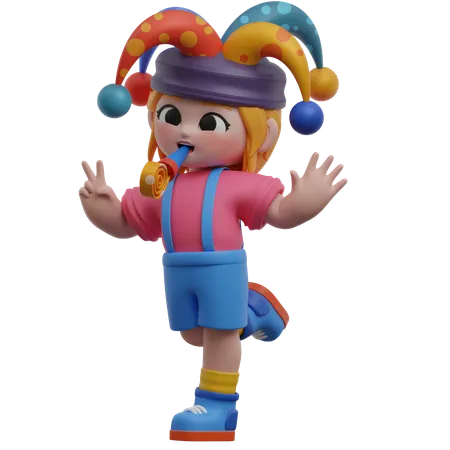 Girl With Jester Hat  3D Illustration