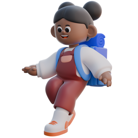 Girl with Jumping Down pose  3D Icon
