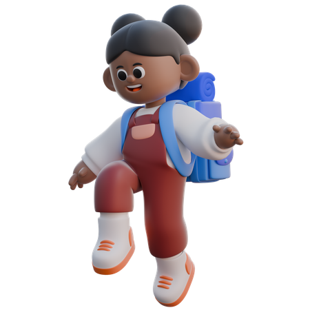 Girl with Jumping pose  3D Icon