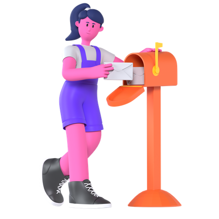 Girl With Mail  3D Icon