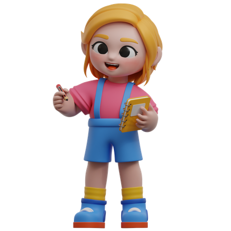 Girl With Notebook  3D Icon