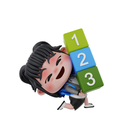 Girl with numbers  3D Icon