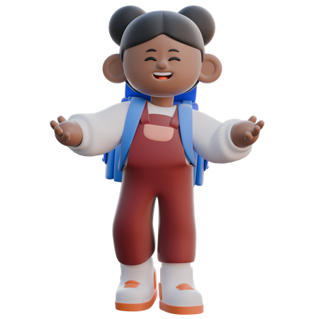 Girl with Open Arms pose  3D Icon