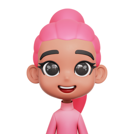 Girl With Pink Hair  3D Icon