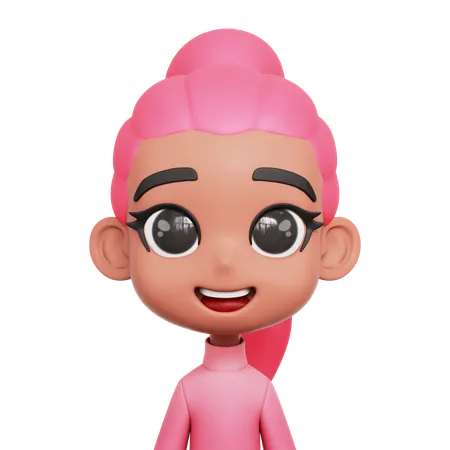 Girl With Pink Hair  3D Icon