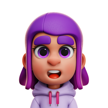 ピンクのパーカーを着た女の子  3D Icon