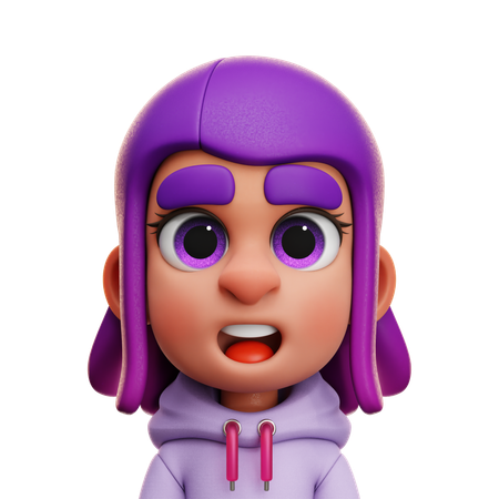 GIRL WITH PINK HOODIE  3D Icon