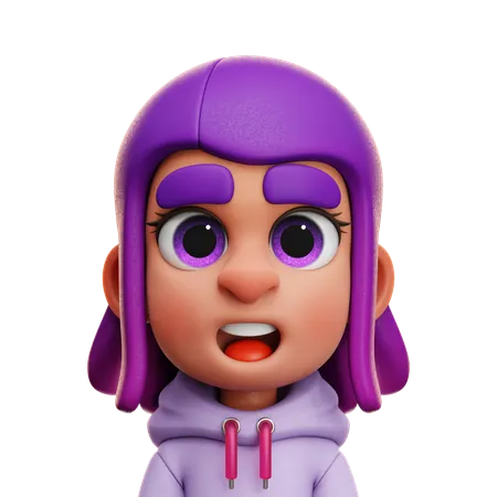 GIRL WITH PINK HOODIE  3D Icon