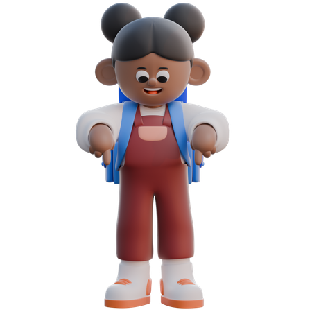 Girl with Pointing Downwards  3D Icon