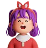 Girl With Purple Hair And Red Dress
