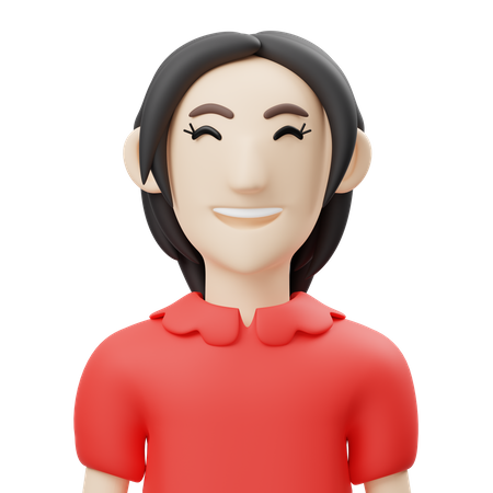 Girl With Red Cloth  3D Icon