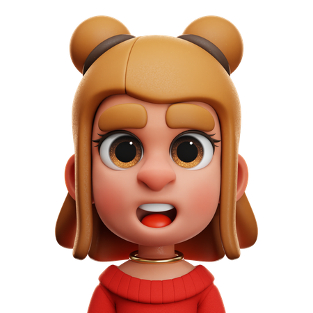 GIRL WITH RED DRESS  3D Icon