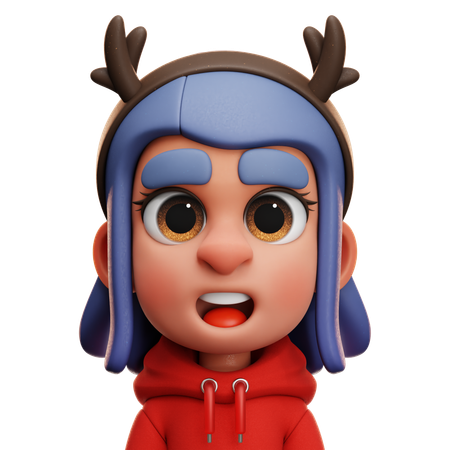 GIRL WITH RED HOODIE  3D Icon