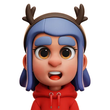 GIRL WITH RED HOODIE  3D Icon