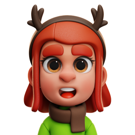 GIRL WITH REINDEER HEADBAND  3D Icon