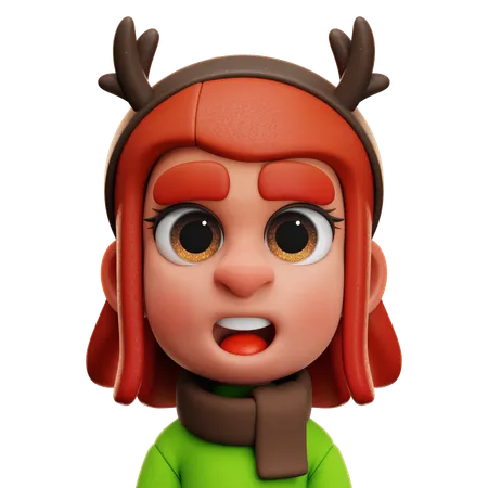 GIRL WITH REINDEER HEADBAND  3D Icon