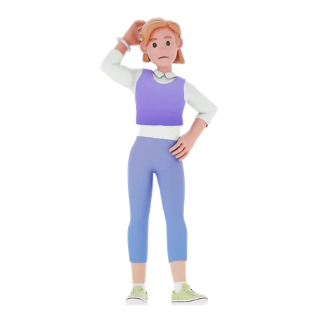 Girl With Restless Pose  3D Illustration