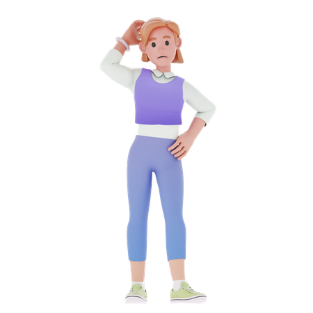 Girl With Restless Pose  3D Icon