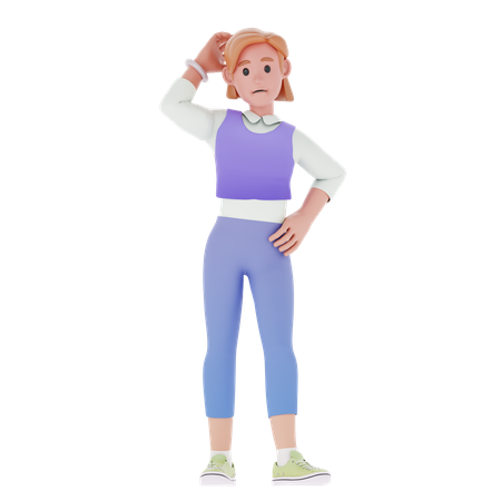 Girl With Restless Pose  3D Illustration