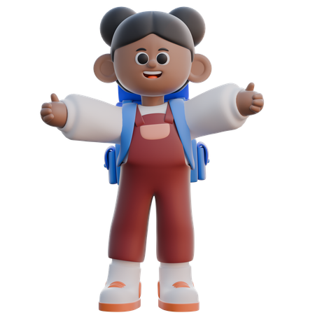 Girl with Showing Thumbs Up  3D Icon