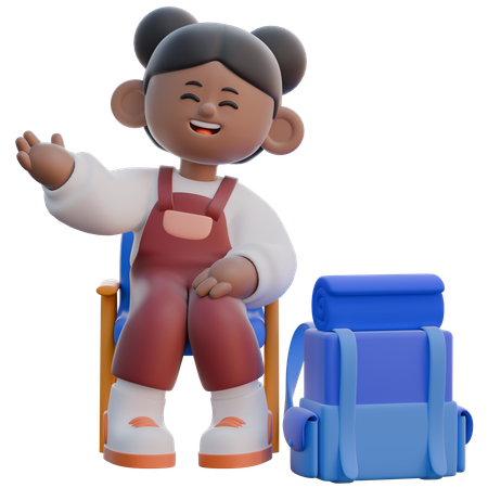 Girl with Sitting on Chair pose  3D Icon