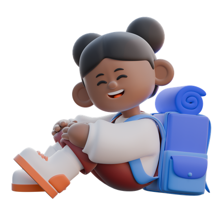 Girl with Sitting pose  3D Icon