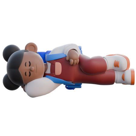 Girl with Sleeping Relax  3D Illustration