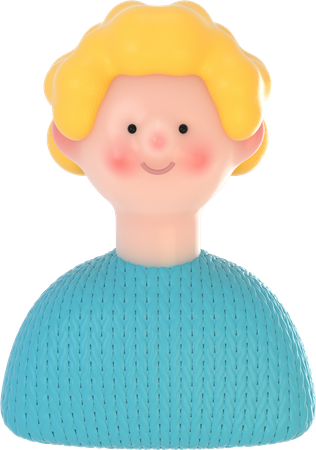 Girl with small hair  3D Icon