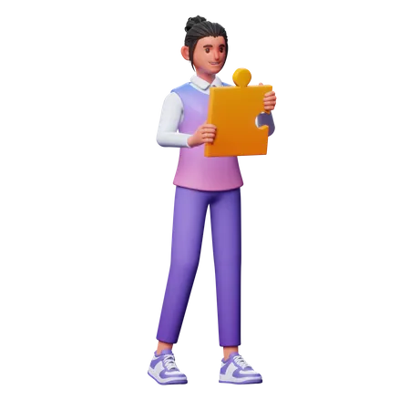 Girl With Solution 3D Illustration