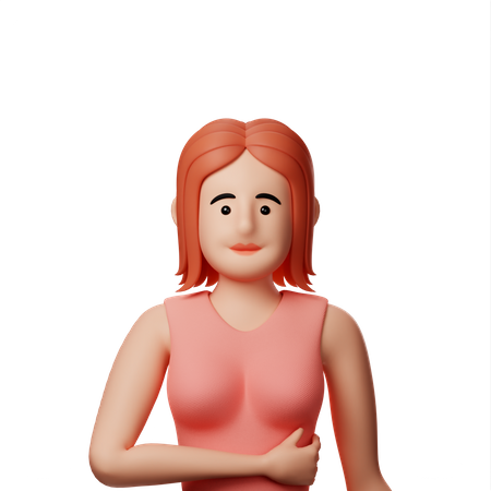 Girl with stomach pain  3D Illustration