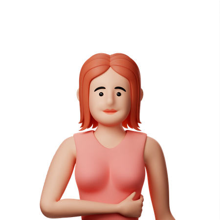 Girl with stomach pain 3D Illustration