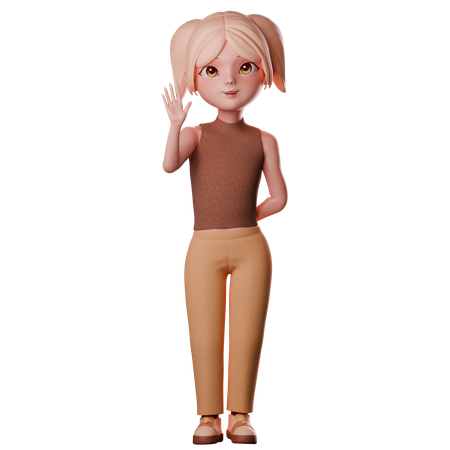 Girl With Stop Hand  3D Icon