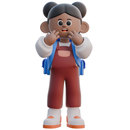 Girl with Surprised  3D Icon