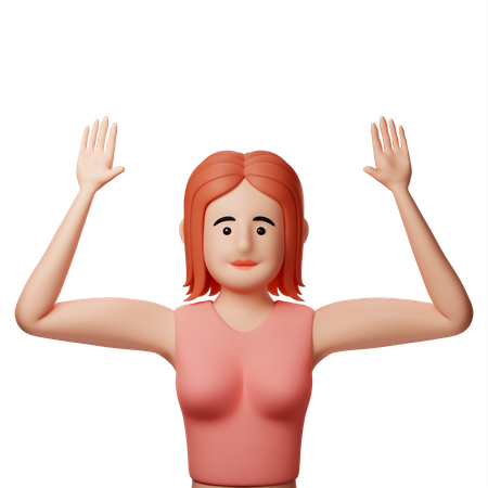 Girl with surrender gesture  3D Icon
