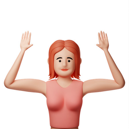 Girl with surrender gesture  3D Illustration