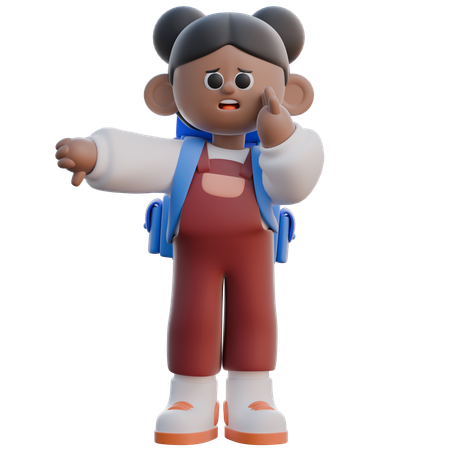Girl with Thumbs Down pose  3D Icon