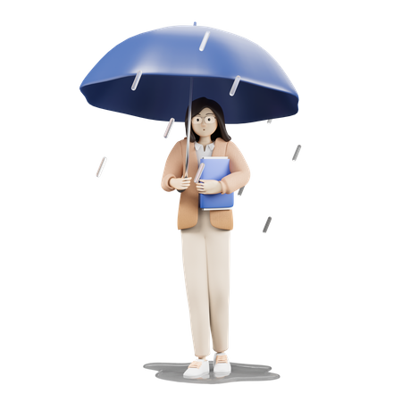 Girl With Umbrella  3D Icon