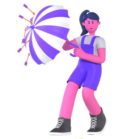 Girl With Umbrella  3D Icon